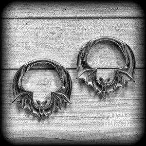 Bat earrings 6 gauge ear weights 4 gauge bat ear weights Clickers Halloween earrings Stretched ears Gauged earrings Gauges 6g 5g 4g 2g 0g