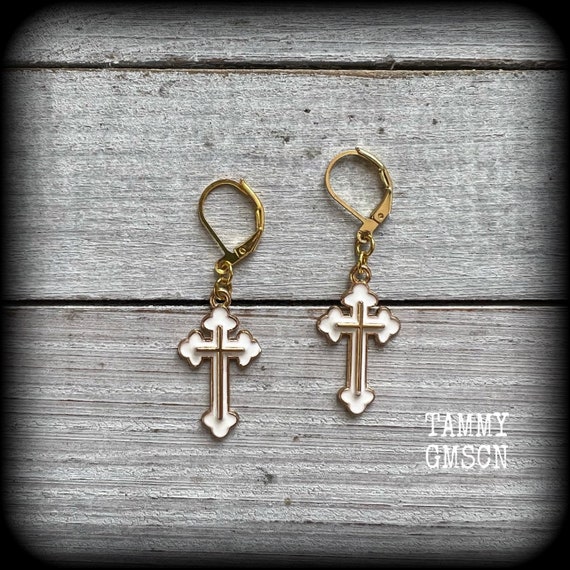 Catholic on sale cross earrings