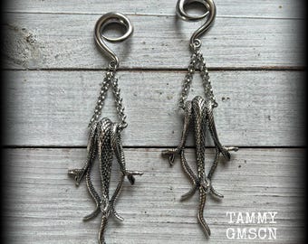 Medusa ormörhängen 2 gauge öronvikter orm 6 mm ormörhängen Asp öronmått 6g 2g 0g 00g 1/2” 9/16” 5/8” 3/4” 7/8” 1” 1.10 1.18”