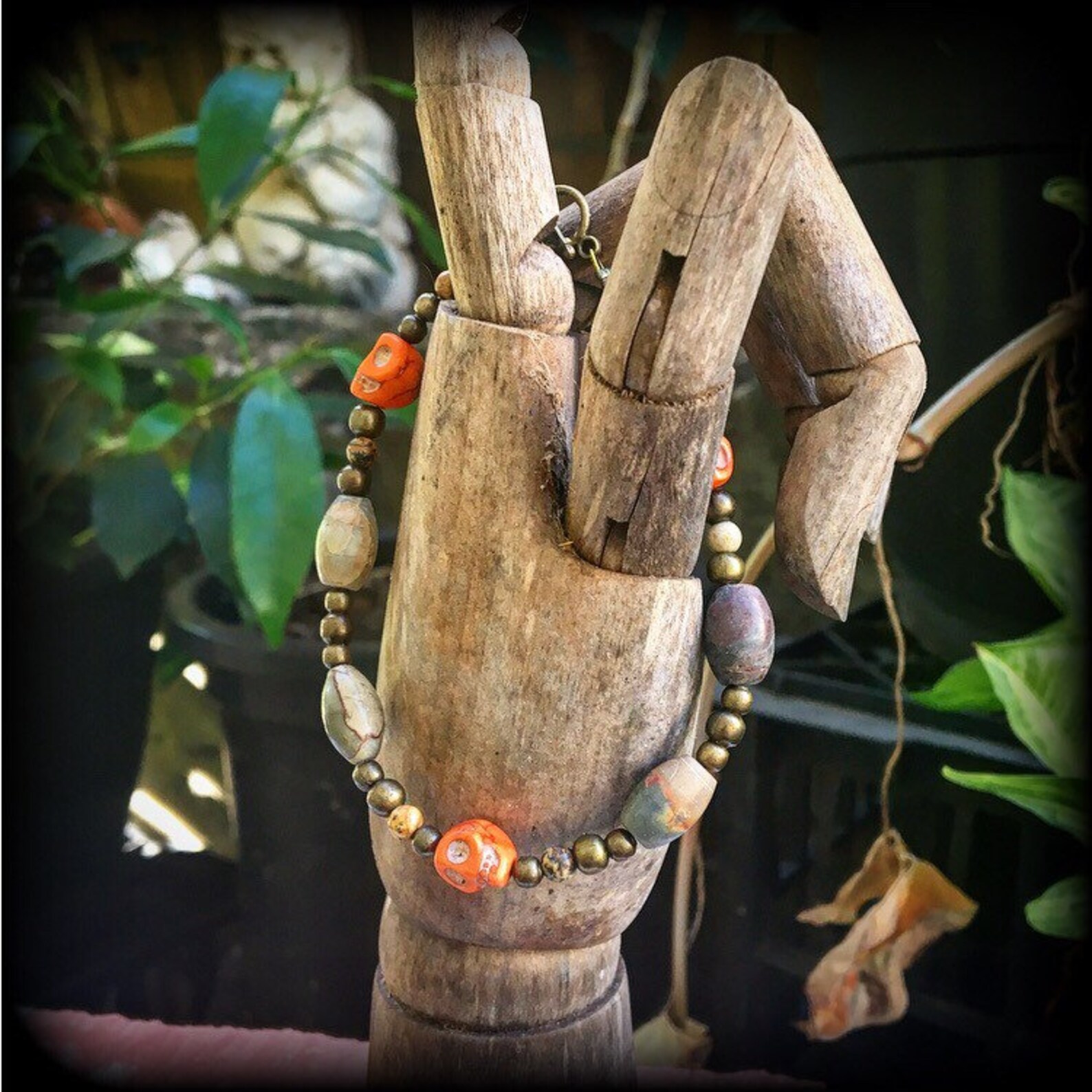 Voodoo bracelet Jasper bracelet Skull bracelet Los Muertos Etsy