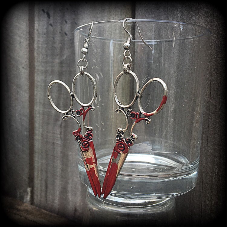 Halloween Earrings Bloodied Scissor Earrings Bloody Weapon Earrings ...