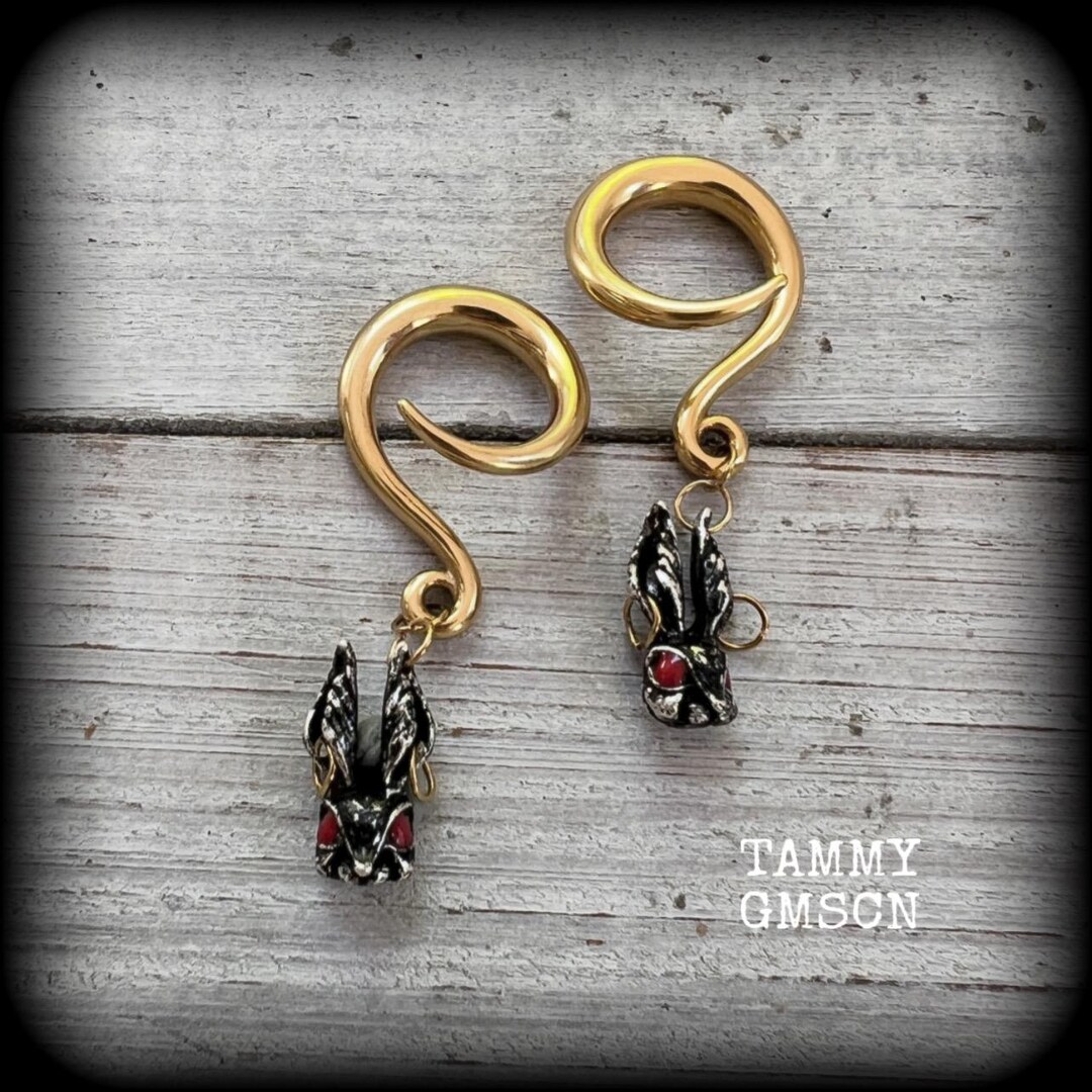 Rabbit Ear Measuring Ruler Evil Easter Rabbit Ear Gauges 6 Gauge Ear Weights 4mm Zombie Jesus ...