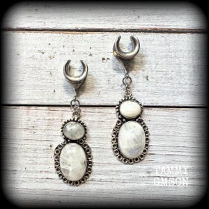 Rainbow moonstone 10mm ear weights 00 gauge gemstone ear gauges Body jewelry Stretched lobes 2g 0g 1/2” 9/16” 5/8” 3/4” 7/8” 1” 1.10” 1.18”