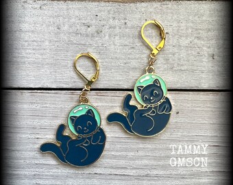 鋳造次元宇宙エイリアン猫イヤリング - 宝石をお選びください
