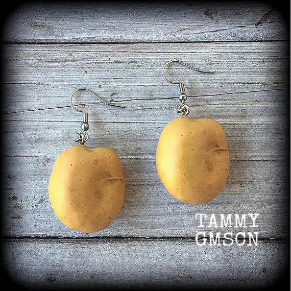 Potato Earrings Potatoe Earrings Vegetable Earrings Yam Etsy