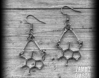 Coffee molecule earrings Coffee earrings Caffeine earrings Caffeine molecule earrings Science earrings Teachers earrings Christmas gifts