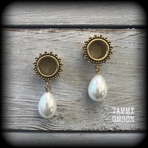Orecchini di perle Orecchini Sea Hag Tunnel da 1/2&quot; di calibro Orecchini tunnel di perle Calibri per le orecchie Gioielli per il corpo Plug 2g 0g 00g 9/16&quot; 5/8&quot; 3/4&quot; 7/8&quot; 1&quot;