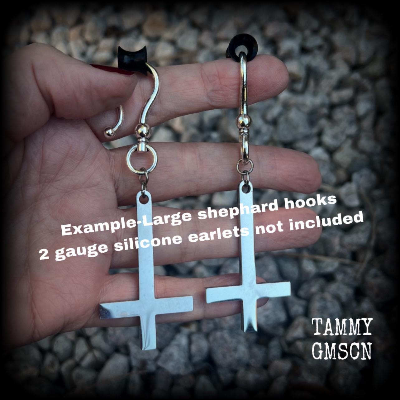 Cupimatch Kruisoorstekers, oorbellen - ketting met inverted Cross oorhangers roestvrij staal oorbellen Gothic heren dames Upside Down kruis oorbellen, Roestvrij staal