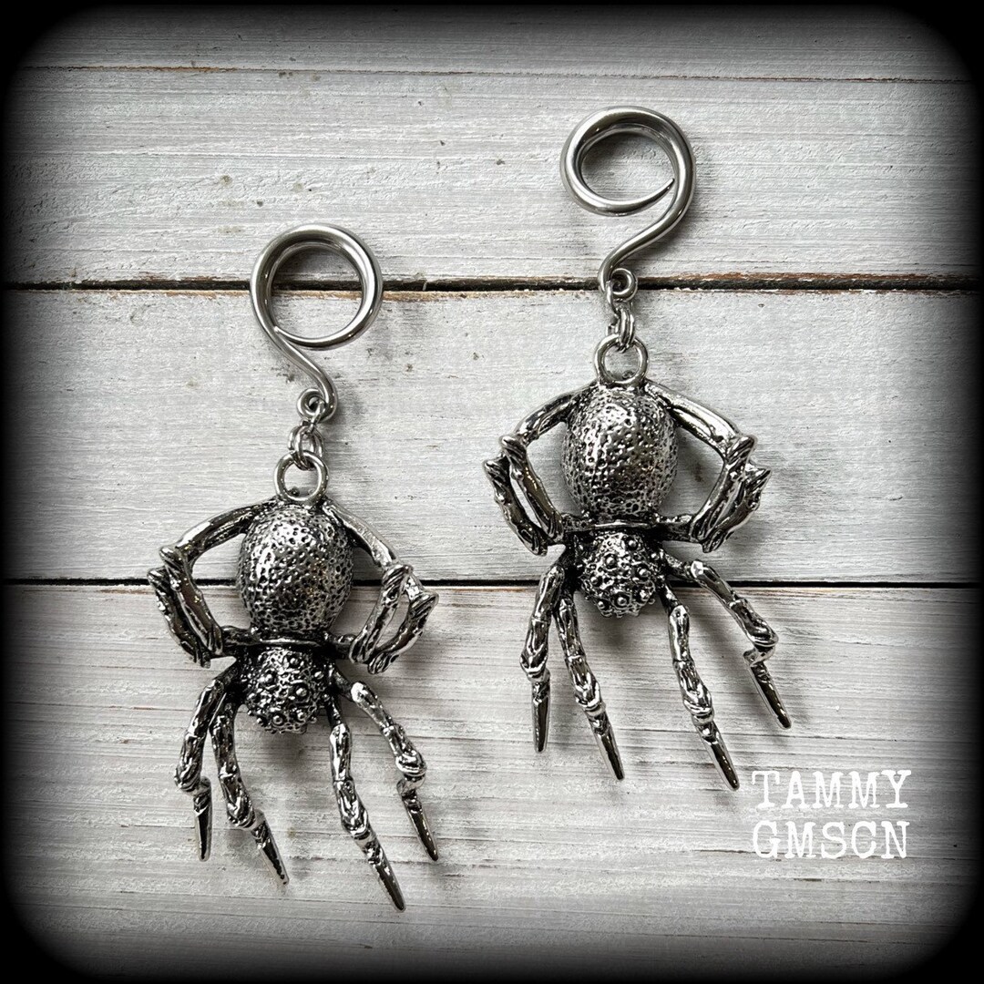 Spider Earrings Spider Ear Weights Insect Ear Weights Bugs 6 Gauge Ear Weights Halloween