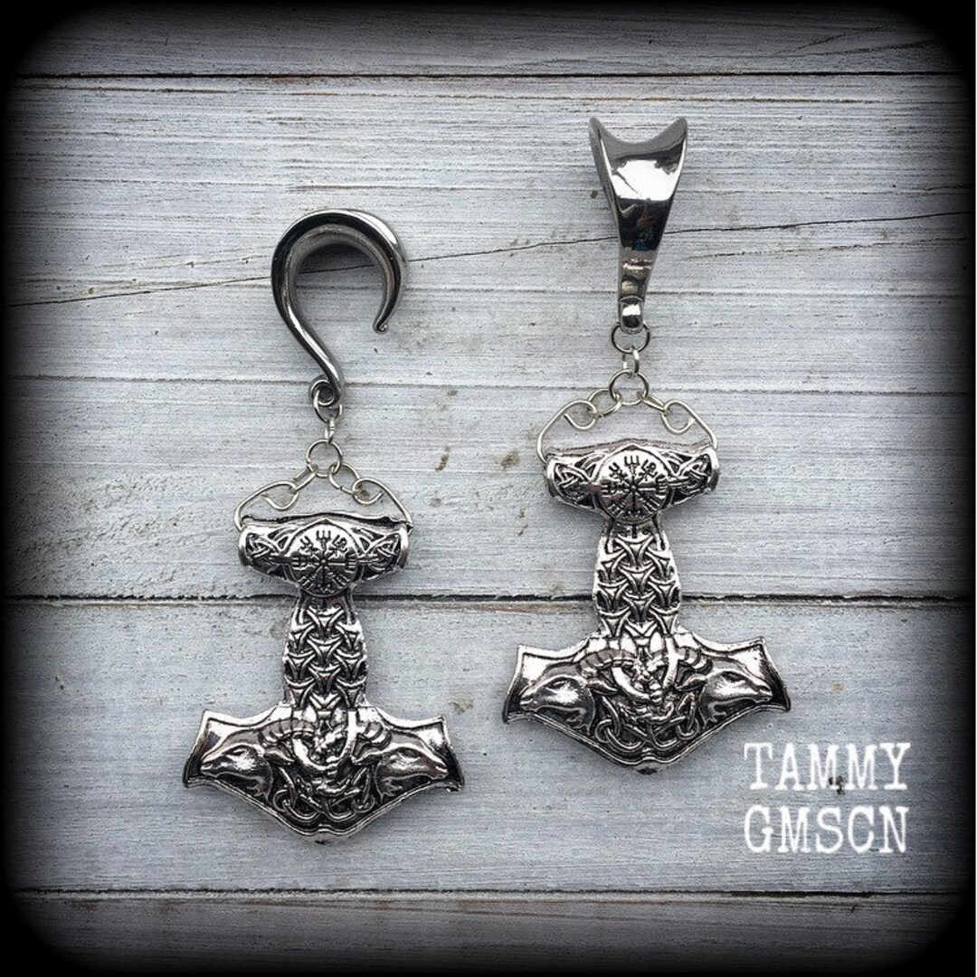 Thors Hammer Earrings Viking Earrings Norse Jewelry 12mm Ear Weights