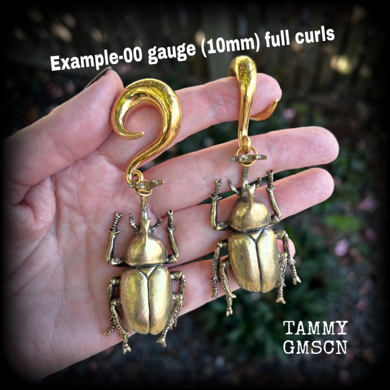 真鍮製カブトムシ耳飾り、ゾウカブトムシ、昆虫耳飾り、6ゲージ、4mm