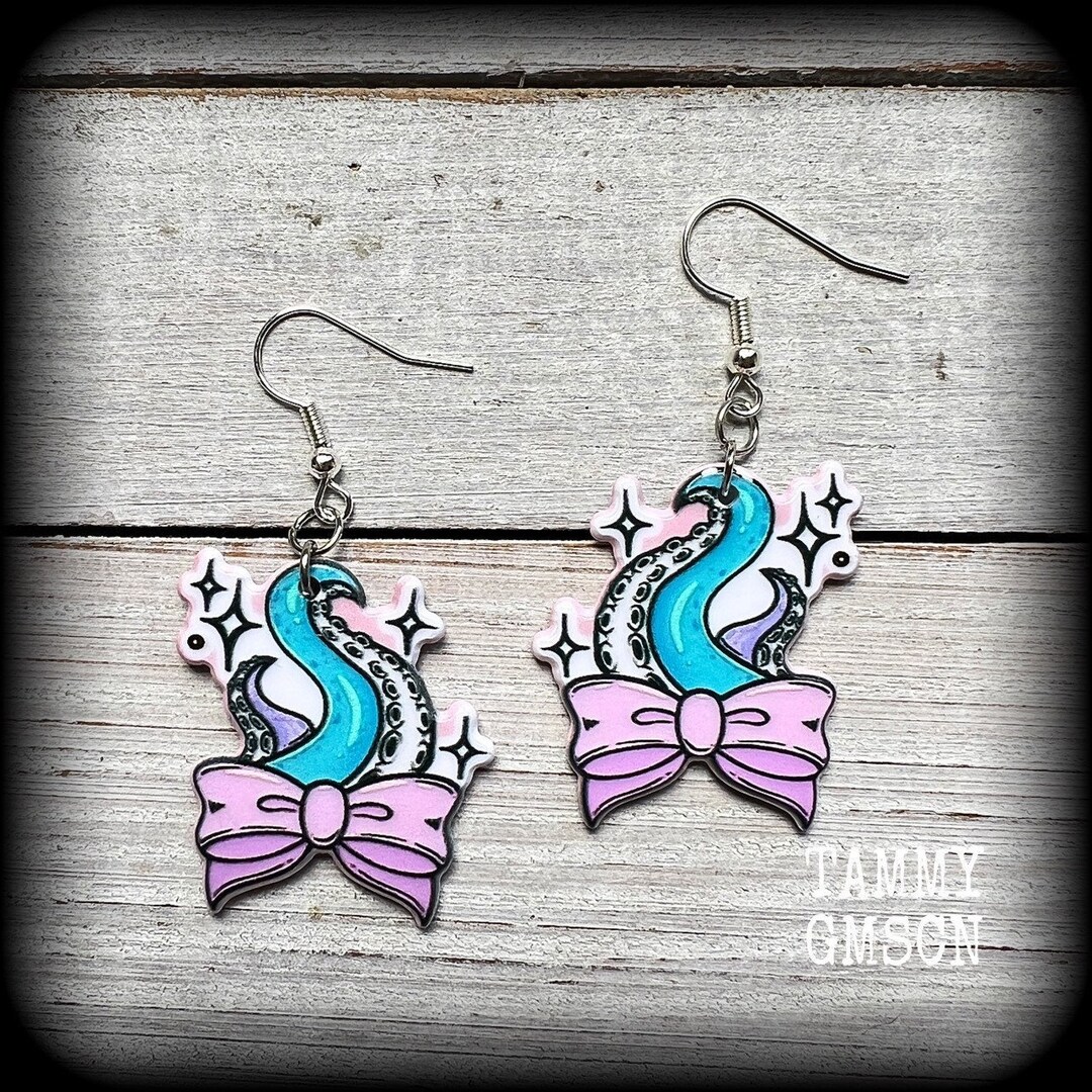 Tentacle Earrings Kawaii Octopus Earrings Pastel Goth Earrings Etsy