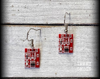 Circuit board earrings Science earrings Gamer girl Computer earrings Retro earrings Gauges Tunnels Plugs Circuitry Stocking stuffers Pierced