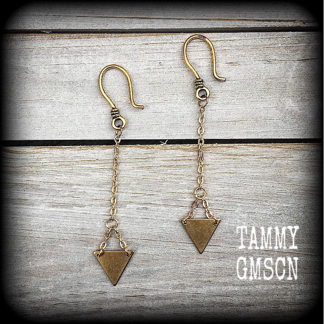 Triangle Earrings Geometric Earrings 8 Gauge Earrings Tunnel Etsy New