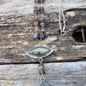 Labradorite and Moonstone Evil Eye Necklace