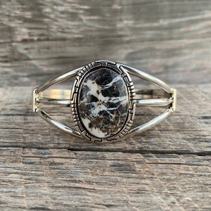 White Buffalo Cuff bracelet, Navajo handmade, sterling silver free shipping from Arizona (see description for details)
