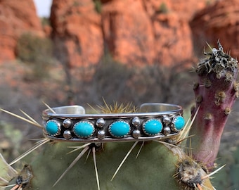 SALE 5 Kingman Turquoise cuff bracelet, sterling silver (see description) free shipping