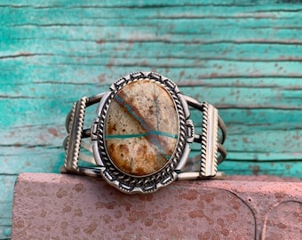 Royston Boulder Turquoise cuff bracelet, SALE sterling silver Navajo handmade (see description) Free Shipping