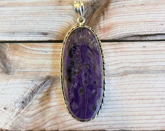 Charoite Pendant necklace, sterling silver (see description) Free shipping from Arizona