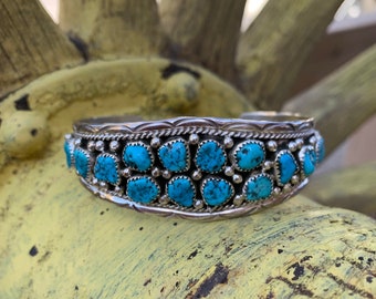 SALE Statement Nugget Turquoise cuff bracelet, sterling silver (see description) Free Shipping