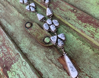 White Buffalo Statement necklace, Navajo Handmade sterling silver SALE Free shipping from Arizona (see description)