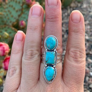 Kingman Turquoise Sterling Silver Ring - Size 10