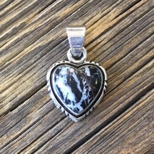 Heart White Buffalo Pendant, sterling silver FREE Shipping (see description for details)