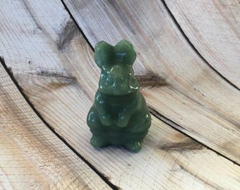 Hand Carved Bunny Crystal, Authentic Green Aventurine Gemstone with Free Shipping from Arizona (see item details in description)