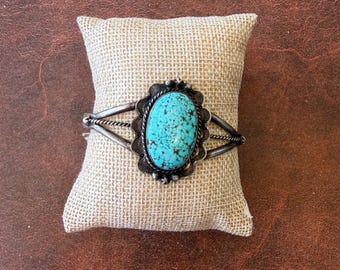 Kingman Turquoise Cuff bracelet, sterling silver, free shipping from Arizona (see description for details)