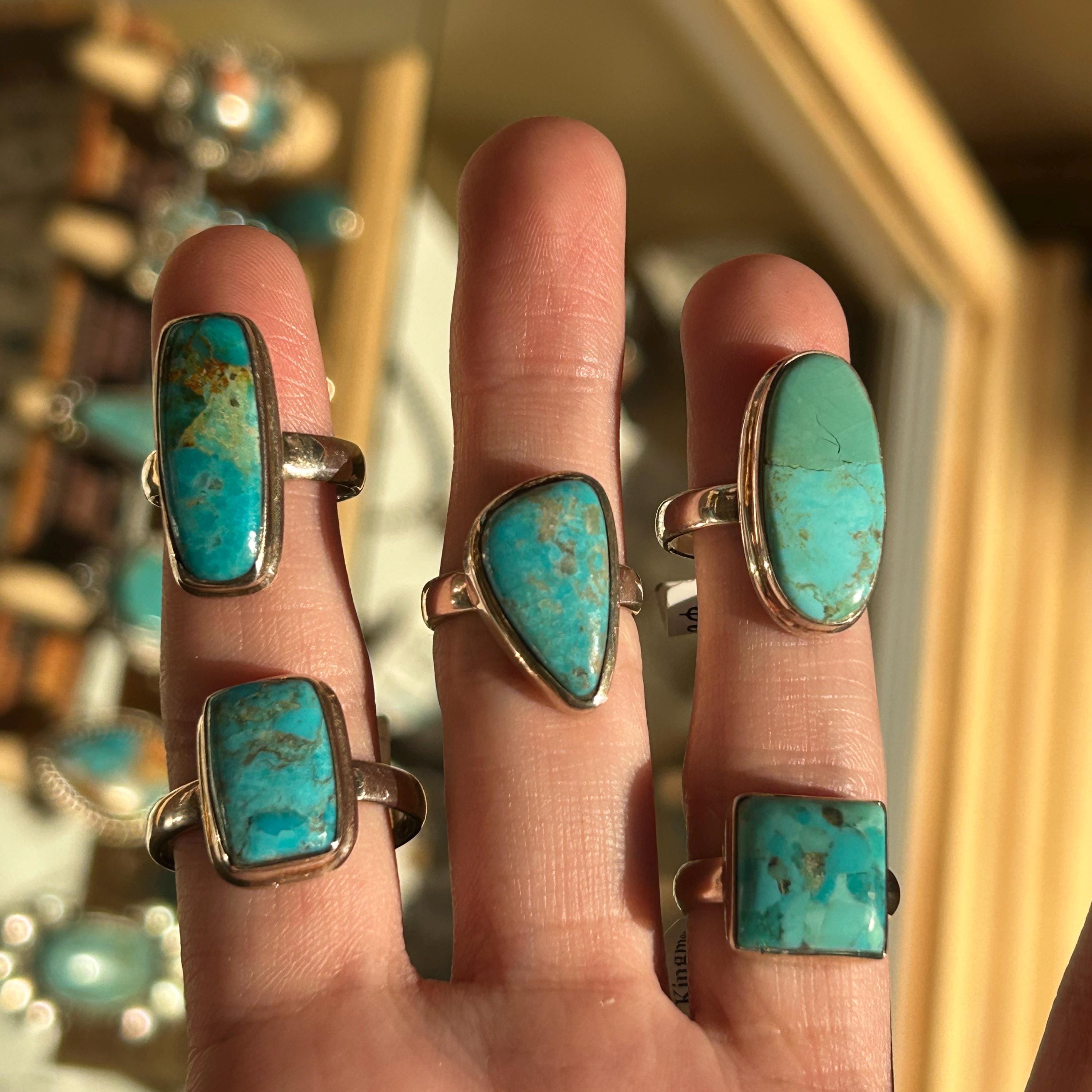 Kingman Turquoise Sterling Silver Ring: Handmade Arizona Jewelry - Etsy