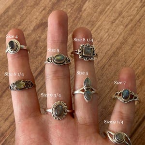 •LABRADORITE - LIL' FREEFORMS• adjustable silver ring (various sizes)