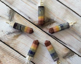 Chakra Pendant, gemstone silver necklace (see description for details) free shipping from Arizona