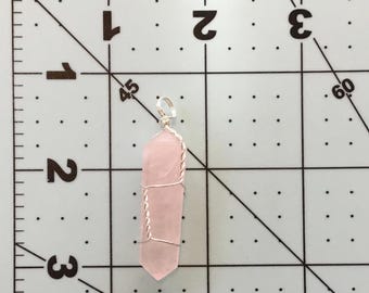 Rose Quartz Pendant, Handmade wire-wrapped silver necklace (see description for details) free shipping from Arizona