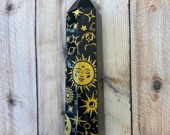 Hand Carved Tower Crystal, Authentic Obsidian Gemstone with Free Shipping from Arizona (see item details in description)