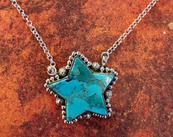 Kingman Turquoise pendant necklace, Sterling Silver necklace (see description)