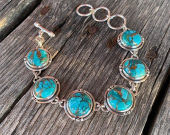 Turquoise Adjustable Toggle Bracelet, SALE Sterling Silver