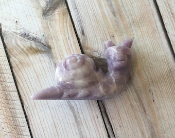 Hand Carved Snail Crystal, Authentic Lepidolite Gemstone with Free Shipping from Arizona (see item details in description)