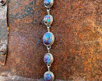 SALE Purple Turquoise Drop necklace, Statement Sterling Silver necklace (see description) free shipping from Arizona