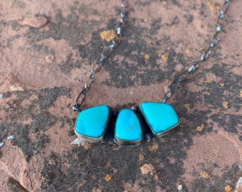 SALE Bar of Kingman Turquoise necklace, sterling silver (see description) ships free from Arizona