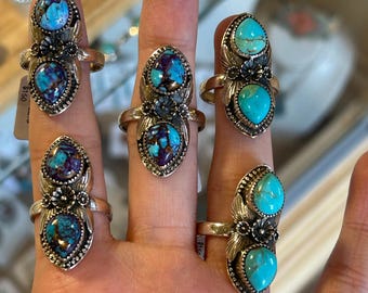Purple Mohave & Kingman Turquoise Sterling Silver Ring (see description) Free Shipping from Arizona