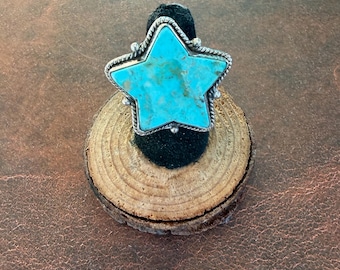 Kingman Turquoise Ring, Adjustable size 7.5, Sterling Silver