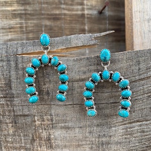 Turquoise Naja Post earrings, sterling silver, horseshoe stud (see description) free shipping from Arizona