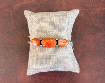 Orange Spiny Oyster Shell cuff bracelet, sterling silver (see description) free shipping from Arizona