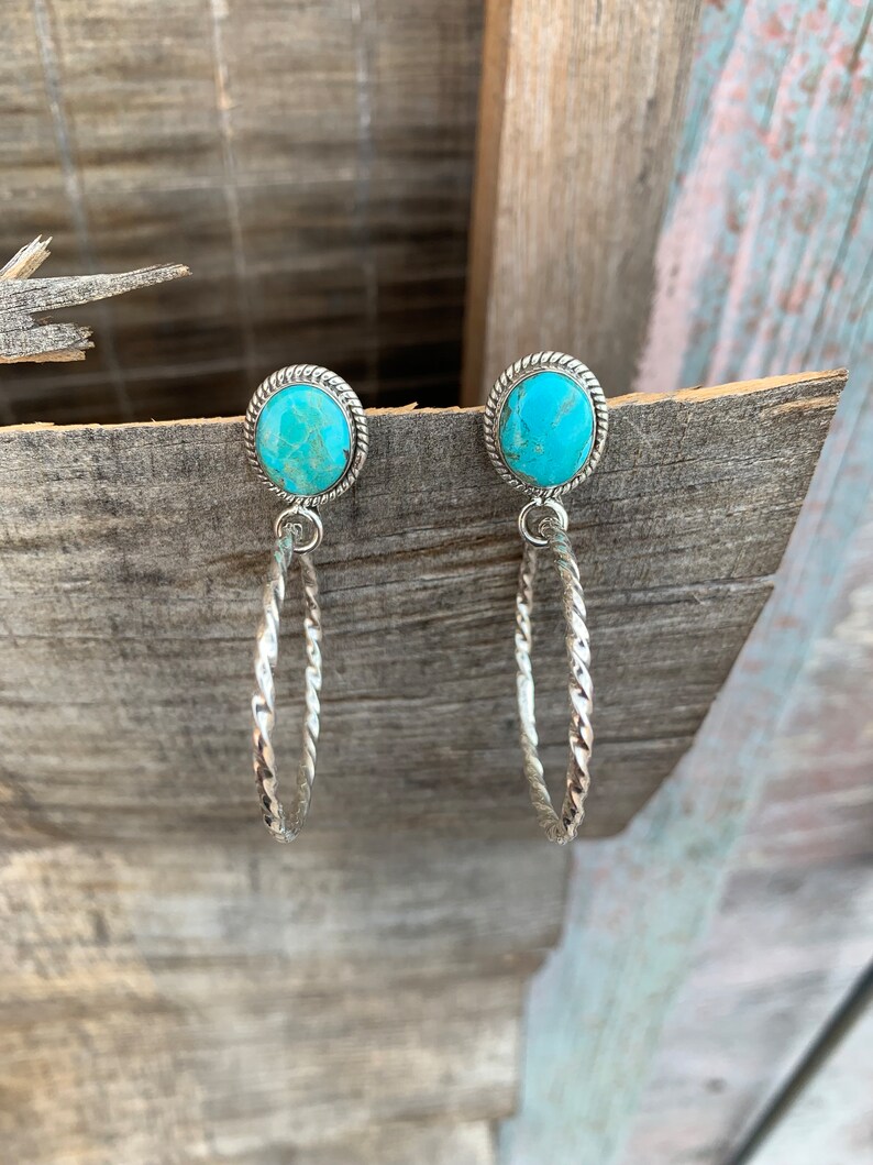 Sterling Silver KINGMAN Turquoise Earrings main image 1