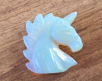 Hand Carved Unicorn Crystal, Authentic Opalite Gemstone with Free Shipping from Arizona (see item details in description)