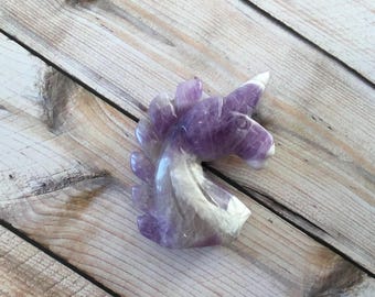 Hand Carved Unicorn Crystal, Authentic Amethyst Gemstone with Free Shipping from Arizona (see item details in description)