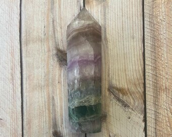 Hand Carved Fluorite Crystal Tower: Authentic Gemstone, 4.125"