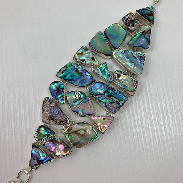 SALE Abalone Shell toggle bracelet, sterling silver overlay FAST & FREE Shipping  (see description)