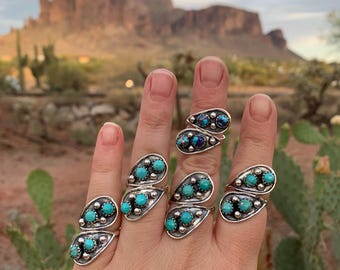 Kingman Turquoise Sterling Silver Ring, statement jewelry (see description) Free Shipping from Arizona