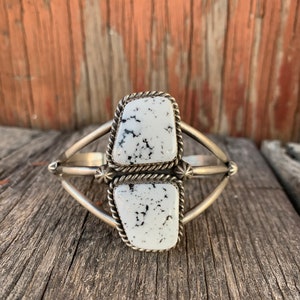 White Buffalo Unique Cuff bracelet, sterling silver free shipping from Arizona (see description for details)